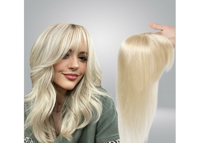 Peruca partiala cu breton Blond Luminos